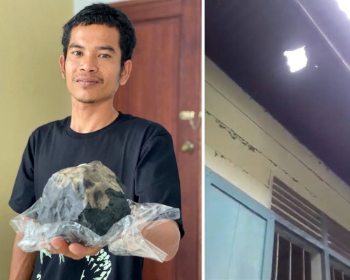 天降隕石穿破屋頂,印尼屋主意外成千萬富翁。(網圖)