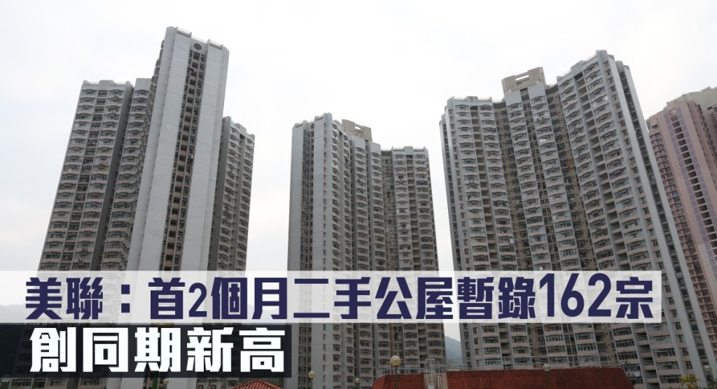 美聯指首2個月二手公屋暫錄162宗,創同期新高。