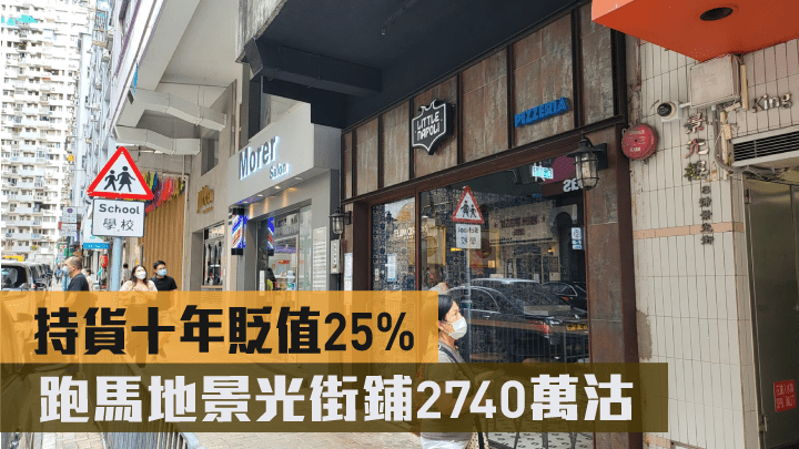 跑馬地景光街鋪2740萬沽，持貨十年貶值25%。