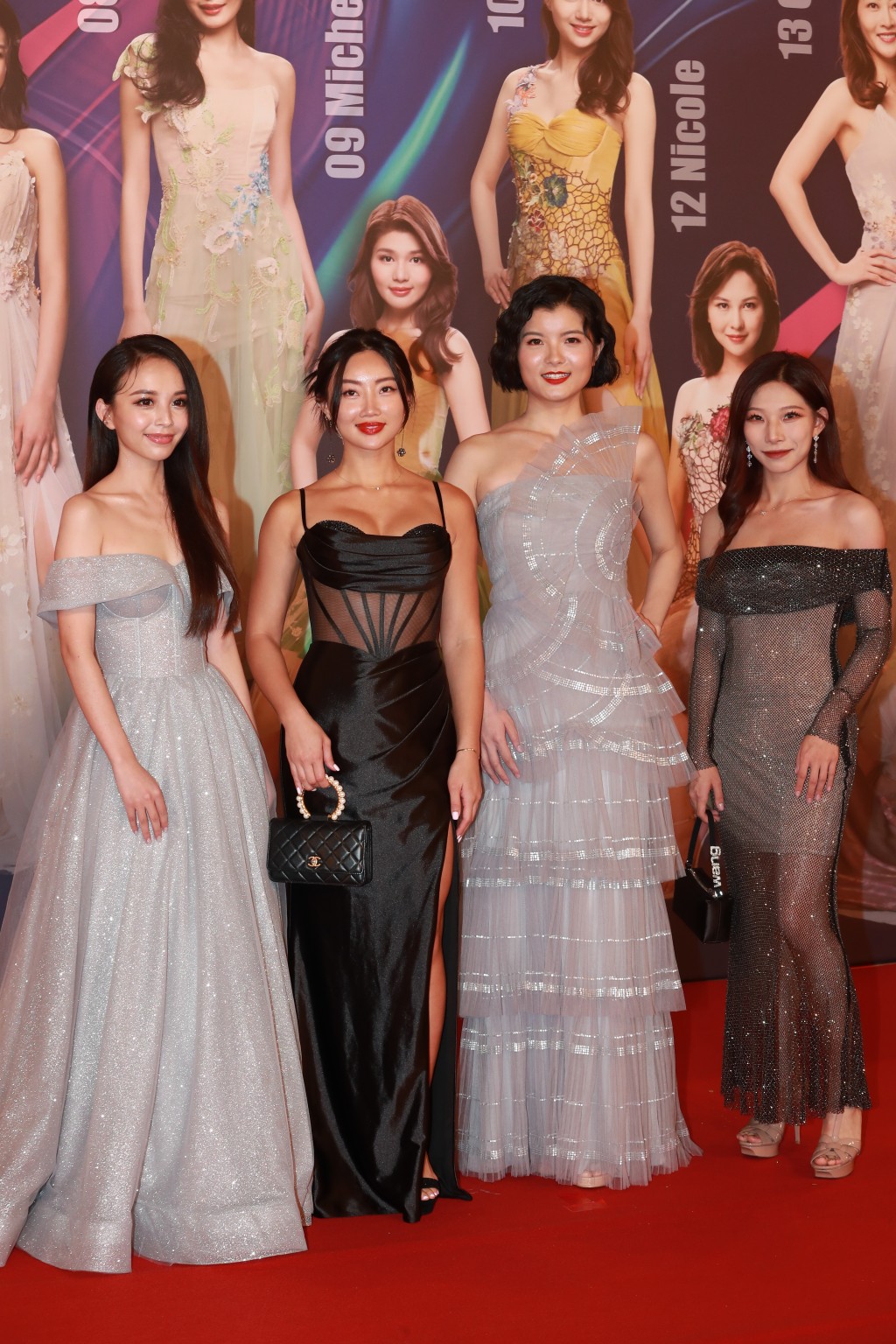 2022年度香港小姐（左起）梁家琪、陳瑞菱、徐麟、王子蝶