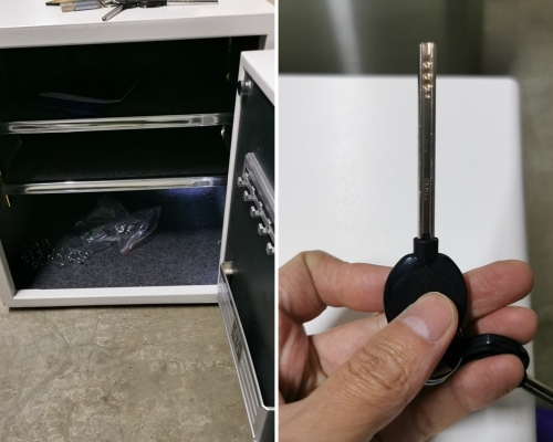 港男聲稱從內地網購的一個夾萬質料及鎖匙單薄,並不安全。淘寶開心share facebook群組圖片