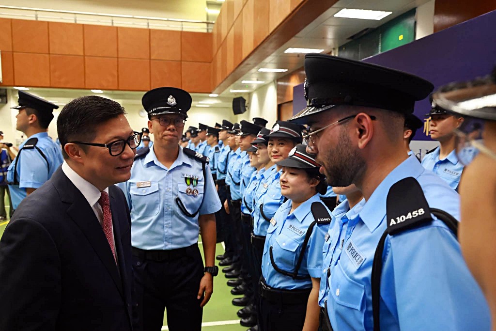 鄧炳強出席輔警結業會操。fb:鄧炳強 鄧炳強出席輔警結業會操。fb:鄧炳強
