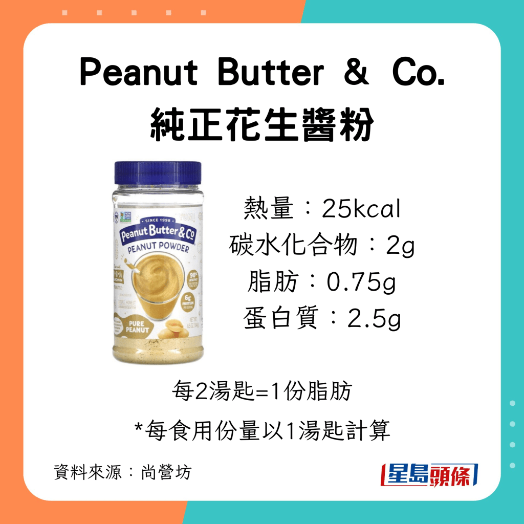 8. Peanut Butter & Co. 純正花生醬粉