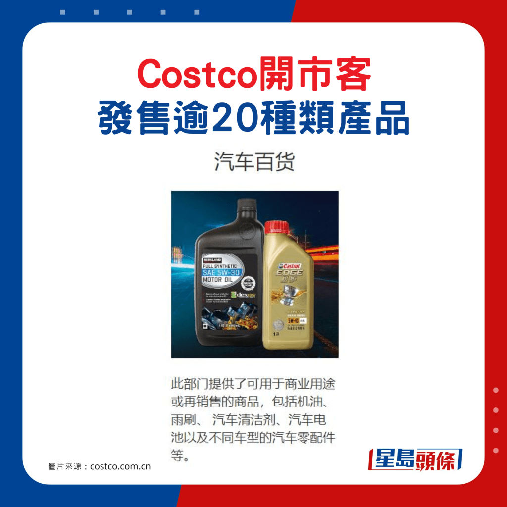 Costco開市客發售逾20種類產品