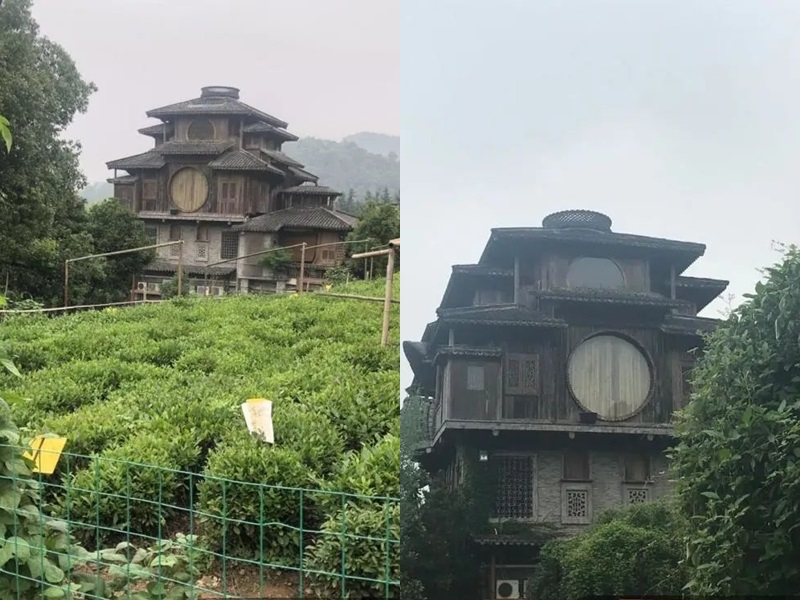 西湖木樓神似「千與千尋」湯屋。網圖