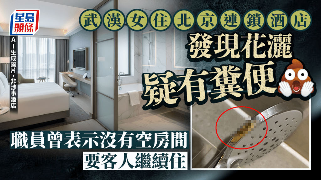 女客住連鎖酒店驚見花灑疑沾糞便　職員換房再提退租