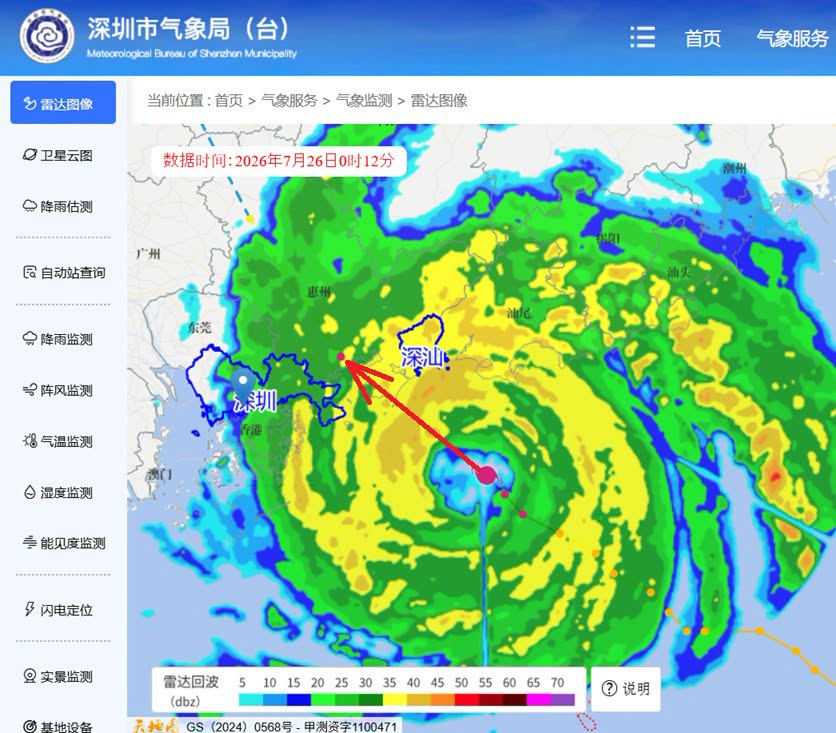 林超英引述深圳雷達圖有過去軌跡和預測途徑,紅霞的密集風雨區,將會在汕尾和深圳之間闖入內地。Facebook 林超英 林超英引述深圳雷達圖有過去軌跡和預測途徑,紅霞的密集風雨區,將會在汕尾和深圳之間闖入內地。Facebook 林超英