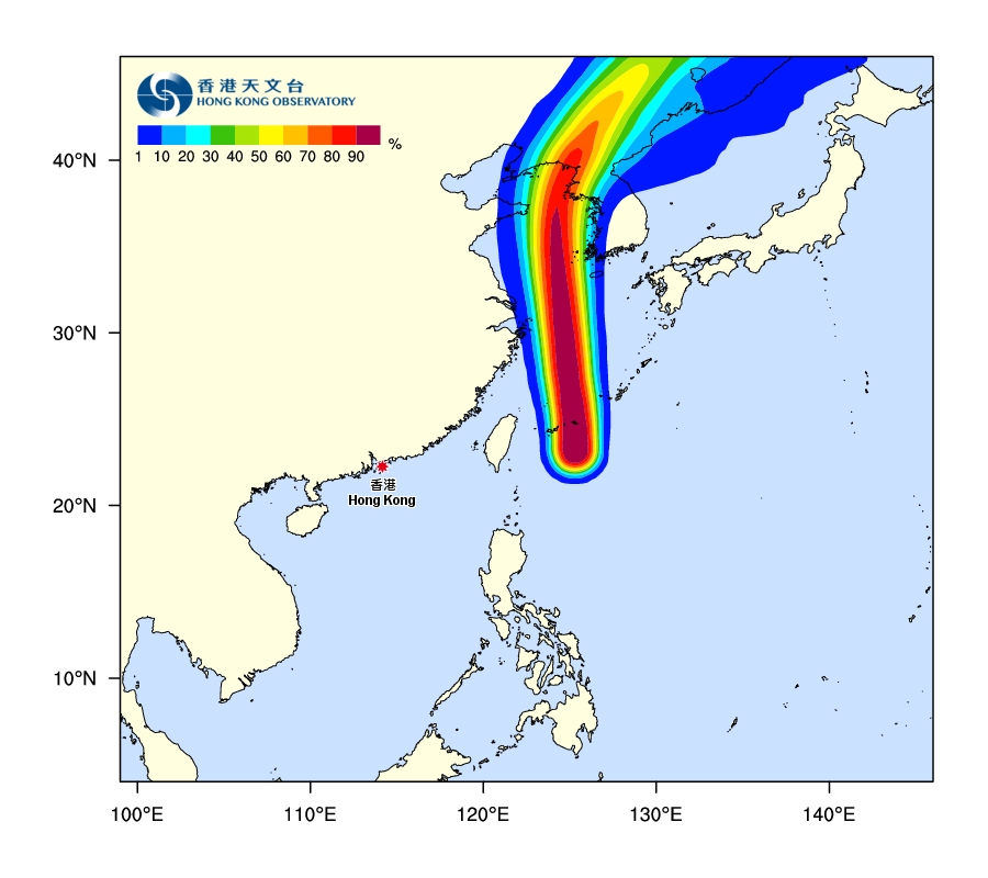 玲玲會在未來一兩日橫過東海，移向朝鮮半島一帶。天文台
