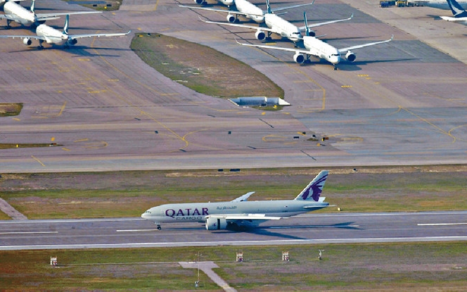 卡塔爾航空多哈客機禁飛香港兩周。資料圖片