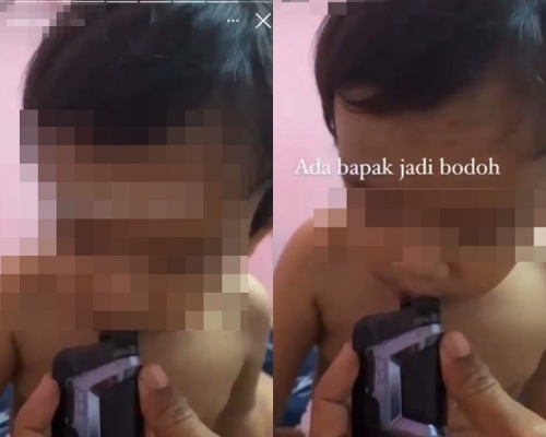 馬來西亞有男子讓兒子吸食電子煙，被炮轟是虐兒舉動。網圖