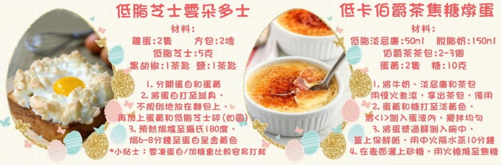 两款有营蛋类甜品制作方法。医管局港岛西联网营养部