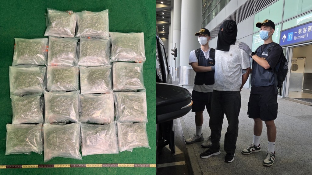 海關拘曼谷抵港內地販毒男 搜行李截獲120萬元大麻花 