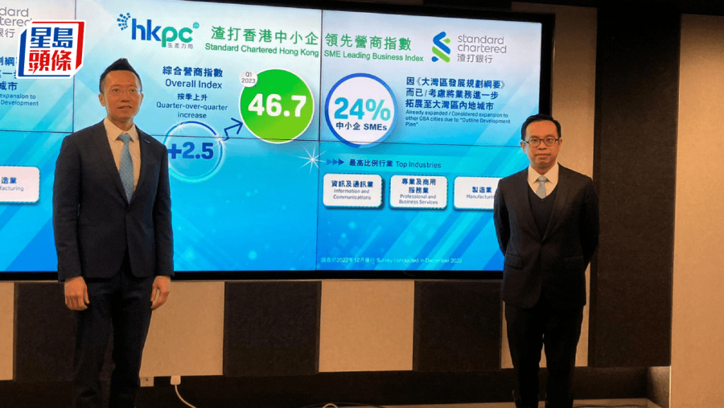 生產力局首席數碼總監黎少斌(左) 渣打銀行(香港)大中華區高級經濟師劉健恆(右)