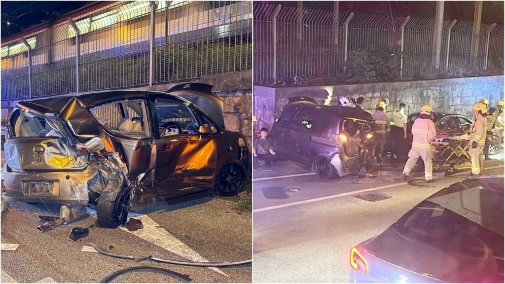 吐露港公路4車互撼釀兩傷 一人昏迷被困