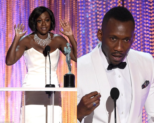 最佳女配角：Viola Davis；最佳男配角：Mahershala Ali （網上圖片）