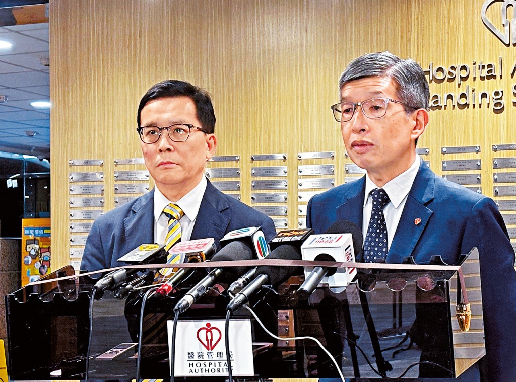 崔俊明（左）指「1+」機制可令患者更快用藥及推動本港醫藥科研。