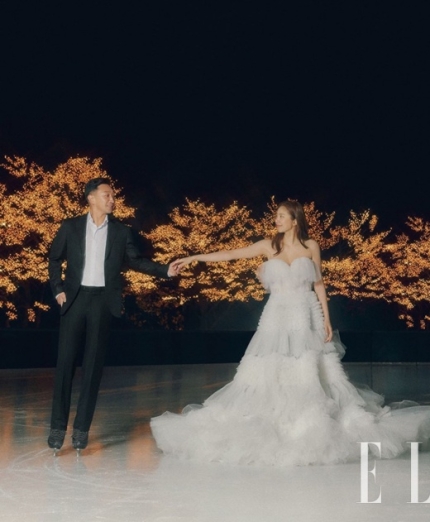 孫淡妃望住未婚夫好深情。（《ELLE KOREA》圖片）