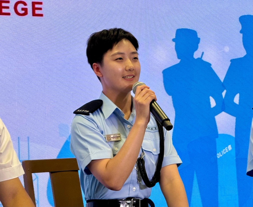 警員衛靜瑤表示,成為警察是童年夢想。 警員衛靜瑤表示,成為警察是童年夢想。