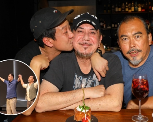 朱康（左）献吻预祝秋生「登六」！