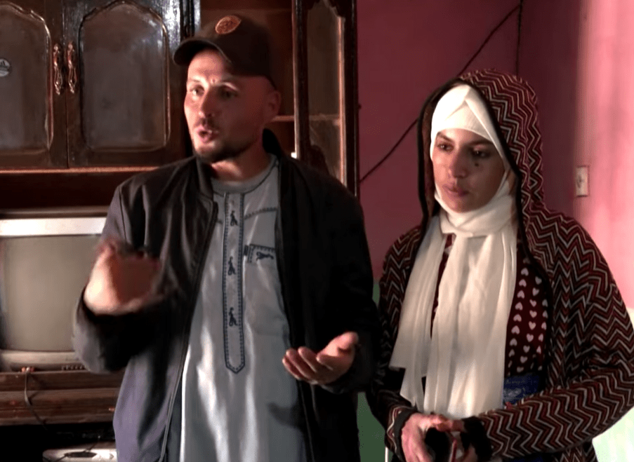 新郎布拉德與妻子阿吉迪爾講述地震時的情況。網片截圖