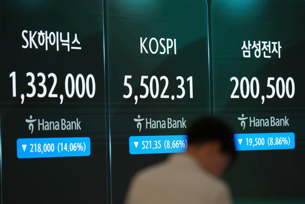 南韩科技股股市出现巨大震荡。美联社