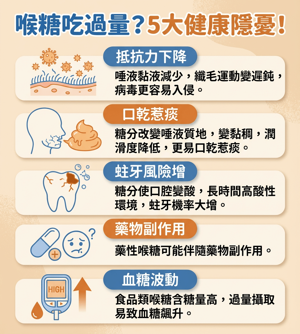 喉糖吃过量？5大健康隐忧！