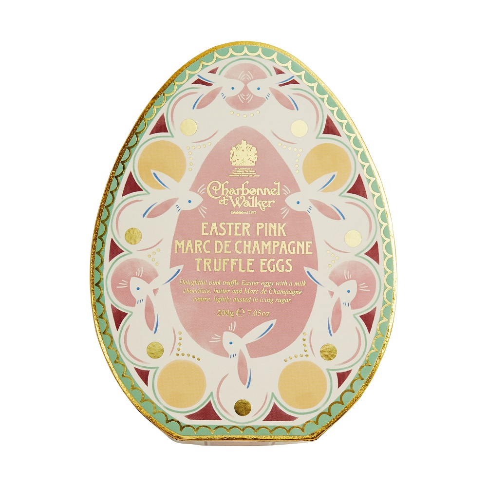 英國皇家認證品牌Charbonnel et Walker復活節朱古力——Pink Marc de Champagne Truffle Egg（$328/200克）
