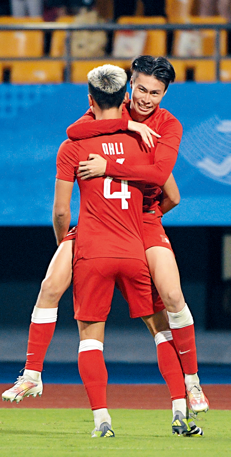 2023年亞運八強對陣強敵伊朗,潘沛軒替港隊射入致勝一球。 2023年亞運八強對陣強敵伊朗,潘沛軒替港隊射入致勝一球。