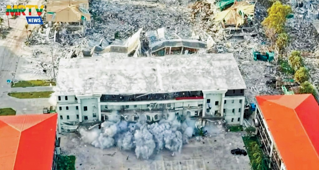 緬甸當局去年底拆毀詐騙園建築物。