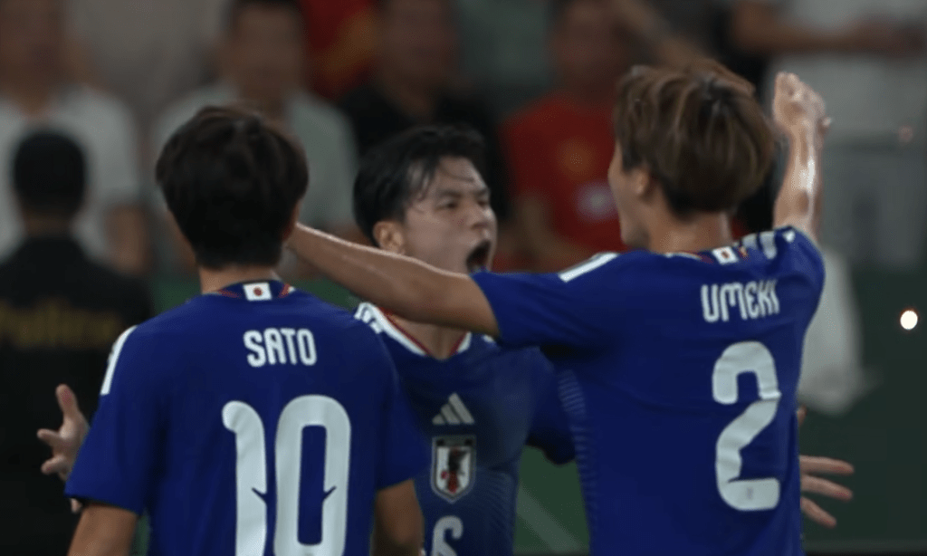 小倉幸成於20分鐘為日本射成2:0。影片截圖 小倉幸成於20分鐘為日本射成2:0。影片截圖