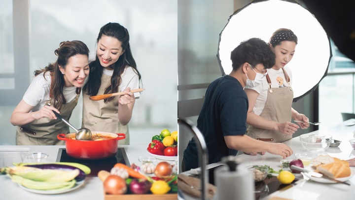兩姐妹拍食譜相片時，也回憶不少童年樂事。
