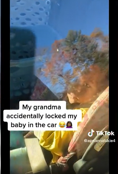  美国1岁B女被反锁车内。twitter图