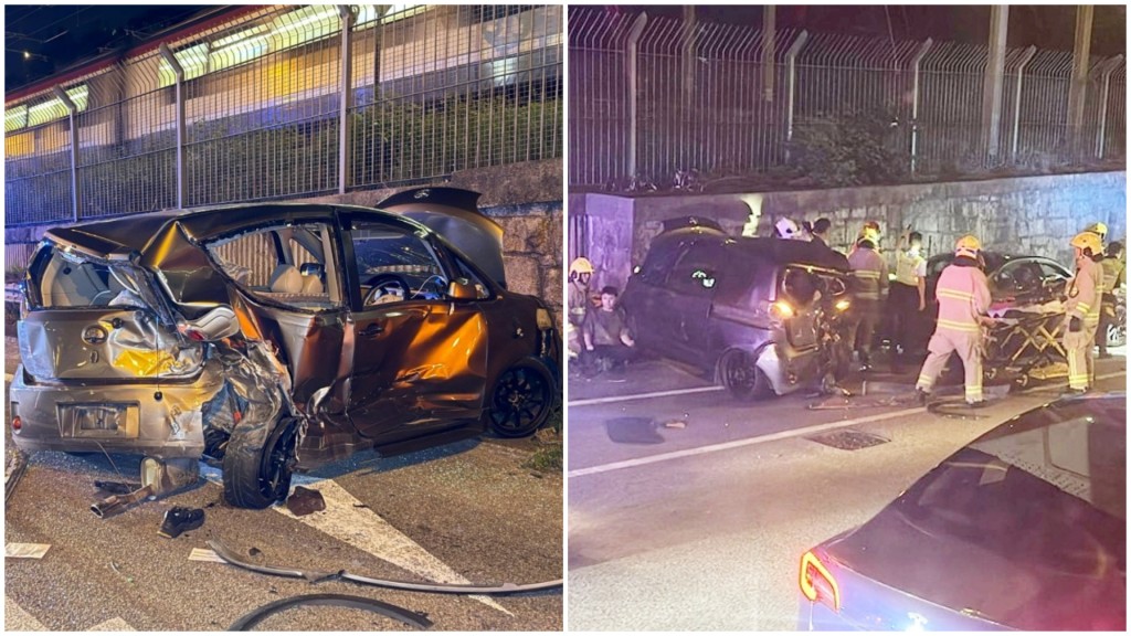 私家車車尾嚴重損毀。