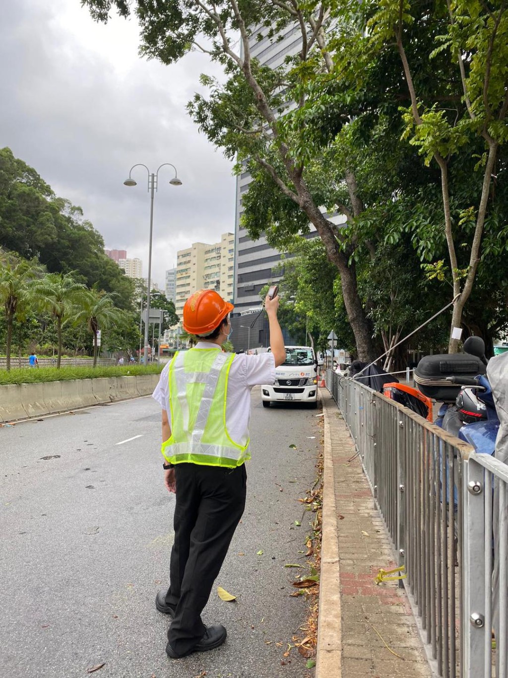 車務督察巡邏各區巴士行經道路,檢查路邊樹枝有無伸出馬路。 新巴城巴FB圖