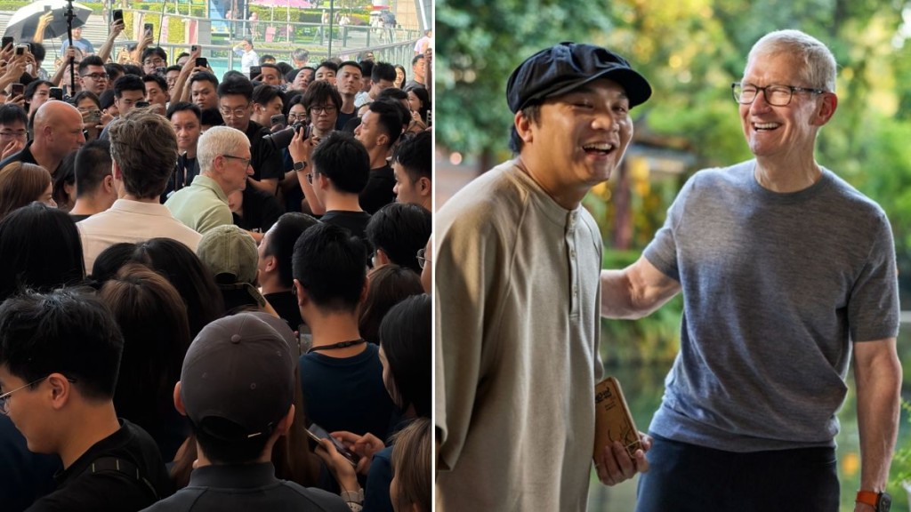 蘋果庫克以新身份再訪中國，除拍攝詠春場探班，今日更現身廣州零售店。
