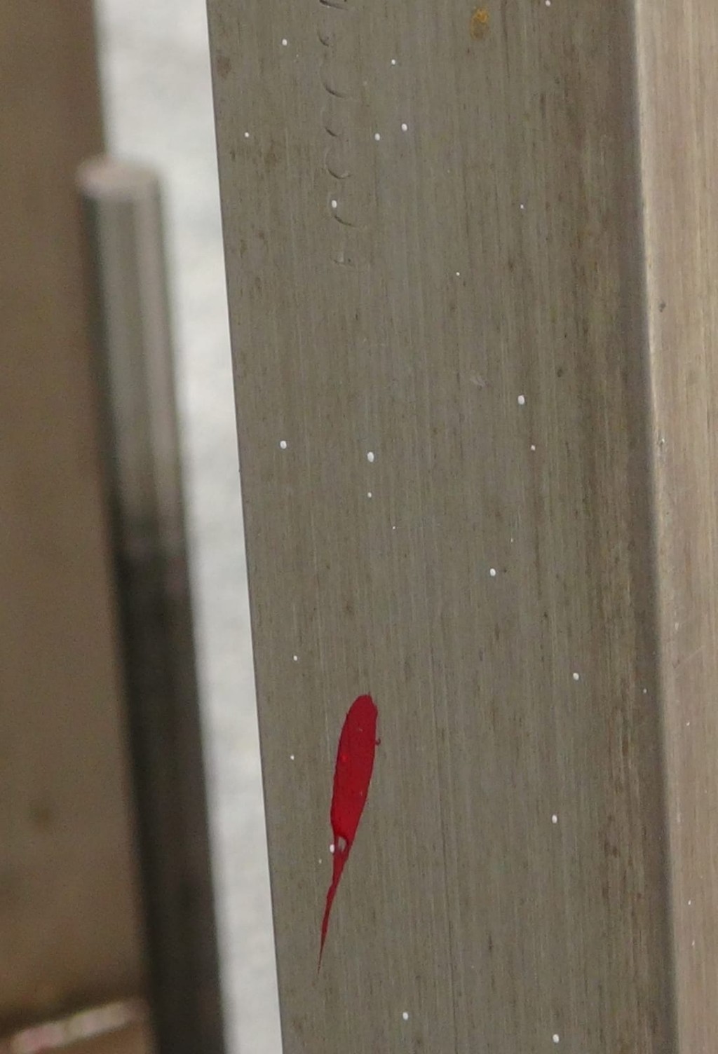 學校的大閘及地上留有紅油的痕跡。 林思明攝