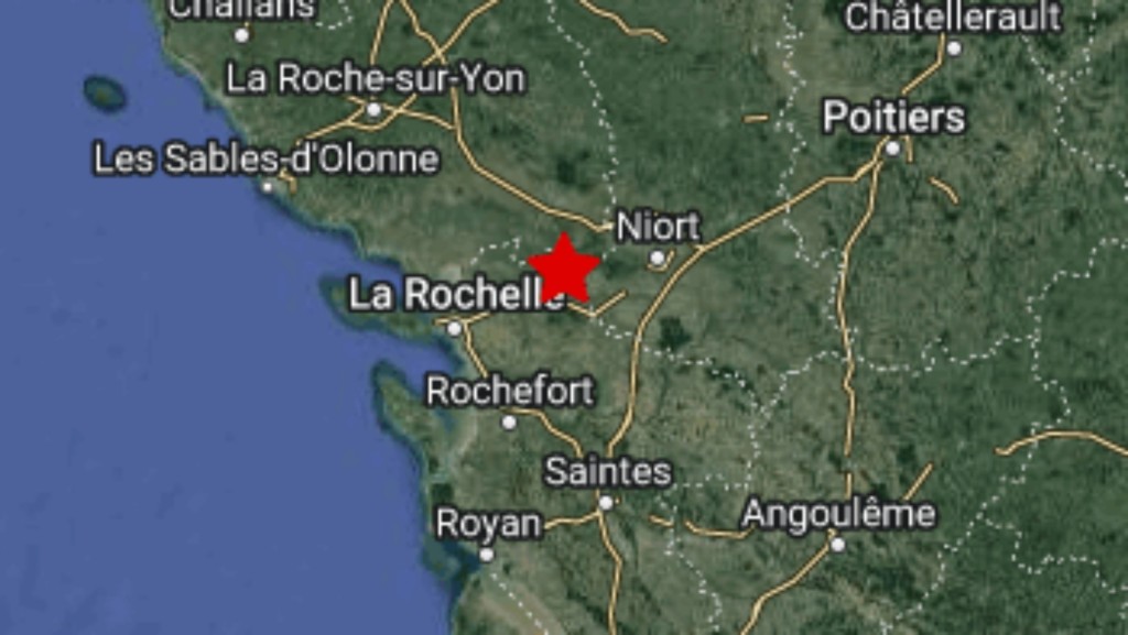 震央位於德塞夫勒省尼奧爾市西南26公里處。網圖