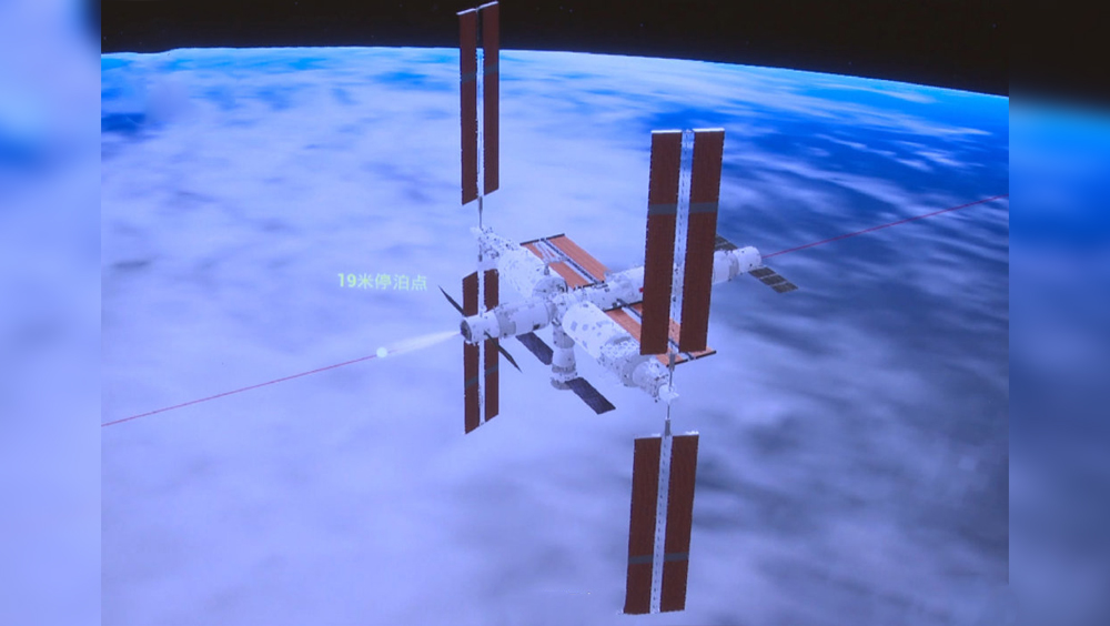獨立飛行33天後，天舟五號與太空站再次交會對接。