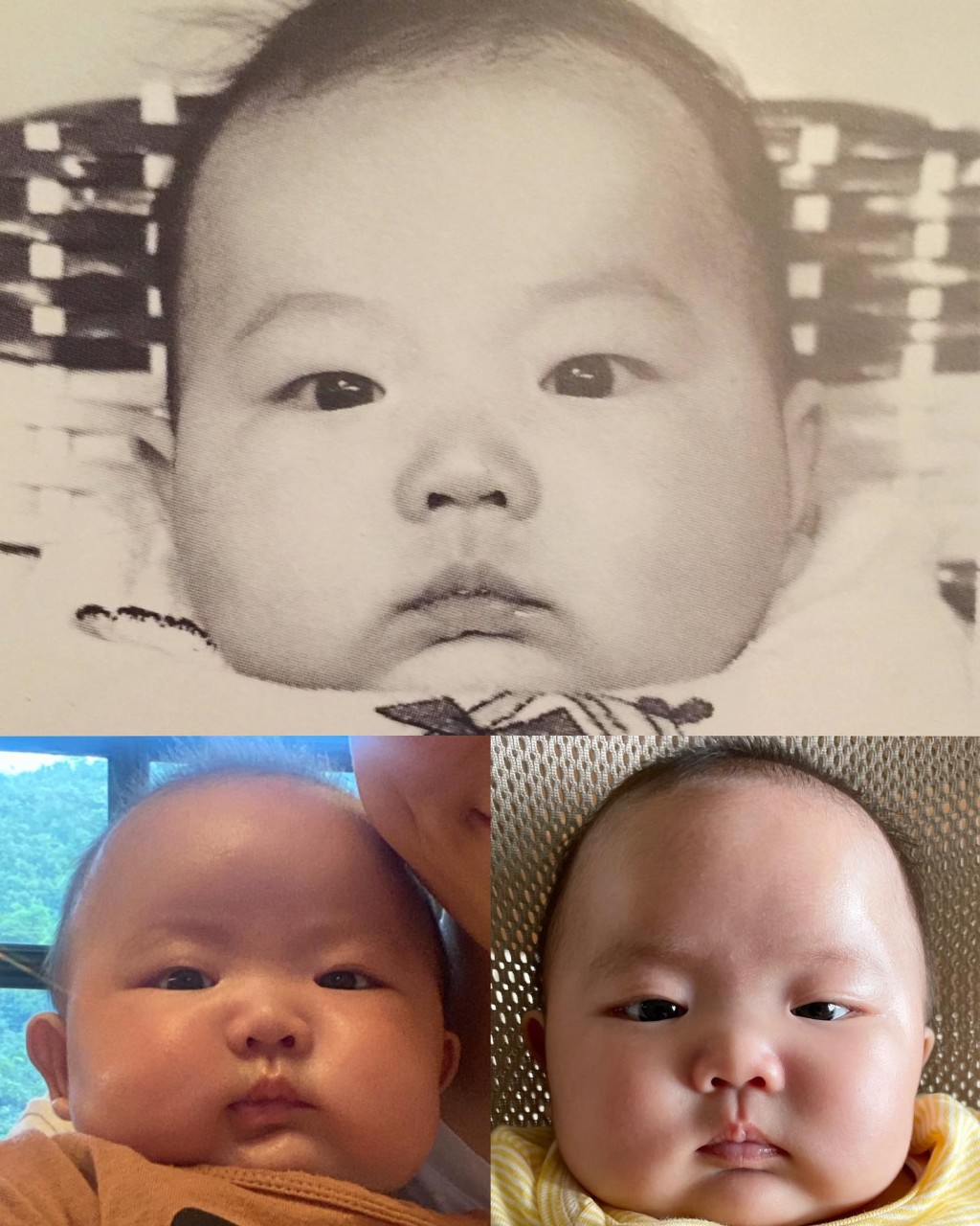 Sucy的BB相與爸爸李璨琛的童年相一模一樣。