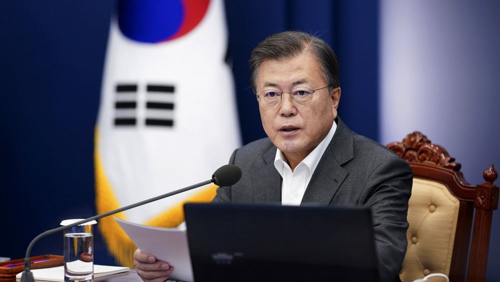 文在寅任内最后一次新年讲话，望南北韩最终迈向和平。AP资料图片