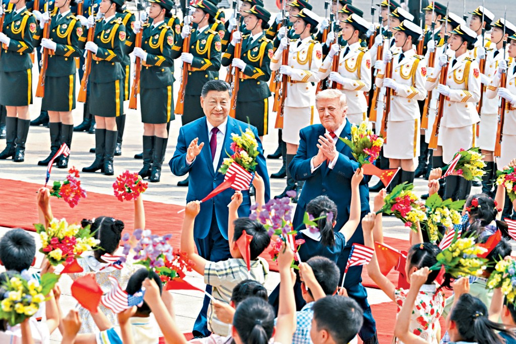 今年5月，习近平为来华访问的特朗普举行欢迎仪式。
