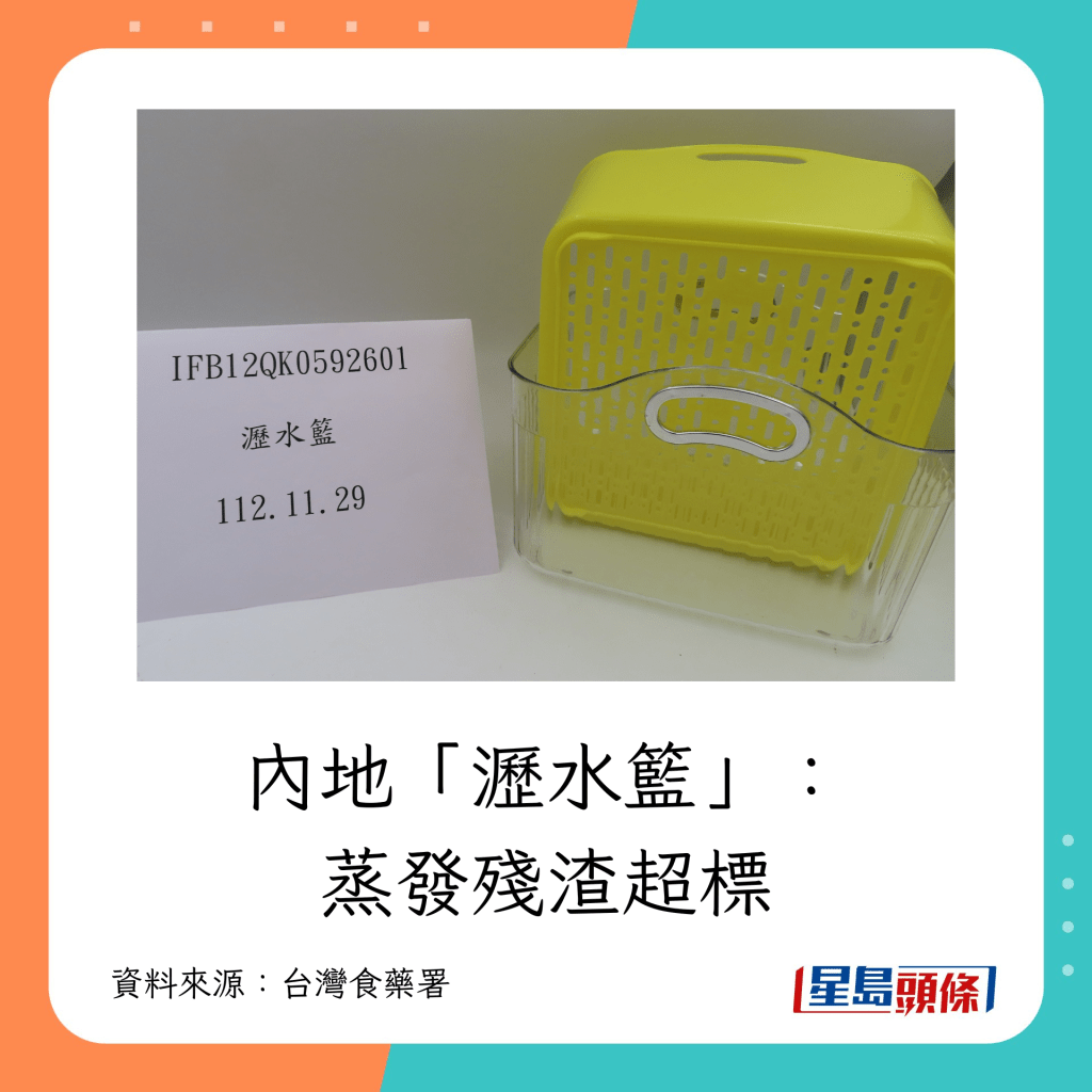 3款內地「瀝水籃」被驗出蒸發殘渣超標