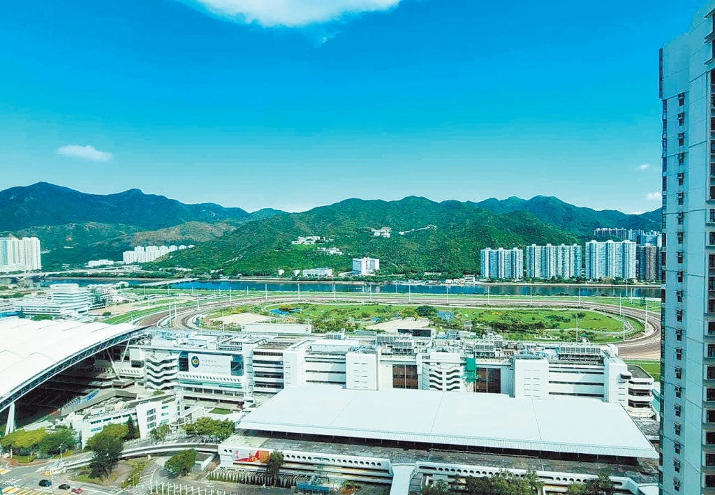 放盤向東南,可望沙田馬場和彭福公園,遠望城門河道,景觀優質。