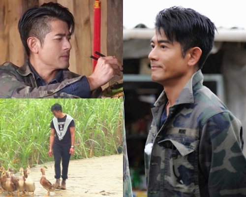 郭富城拍真人騷，又趕鴨又食蟲。