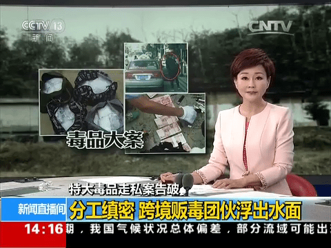2017年央視報道一宗涉及香港毒梟幕後操控的特大跨境毒品走私案。央視截圖