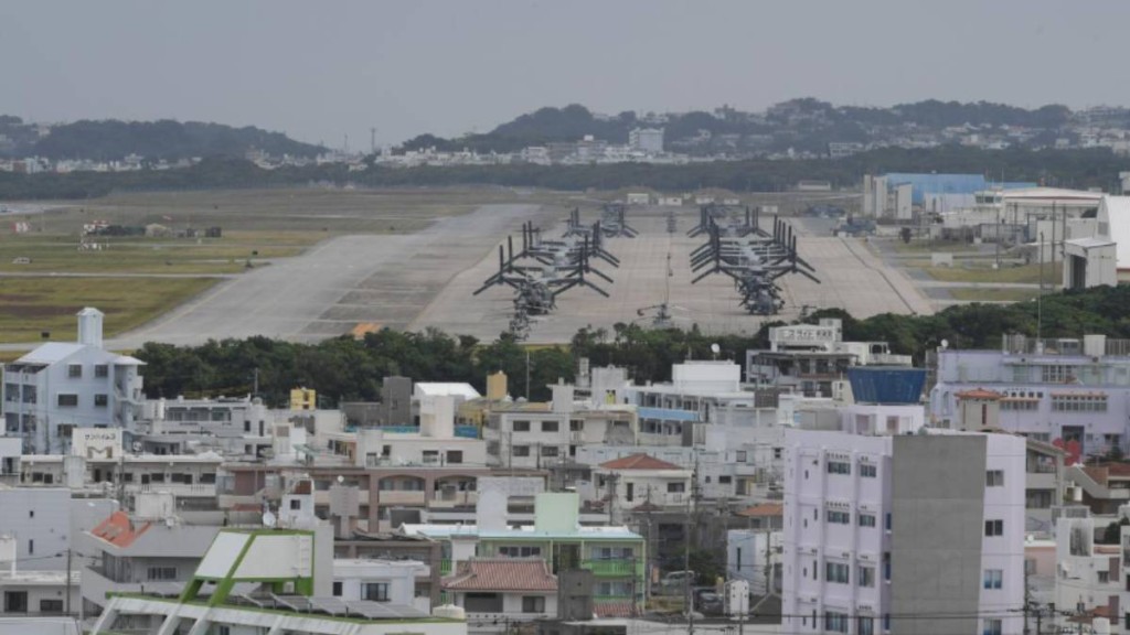 日本沖繩美軍普天間基地。新華社
