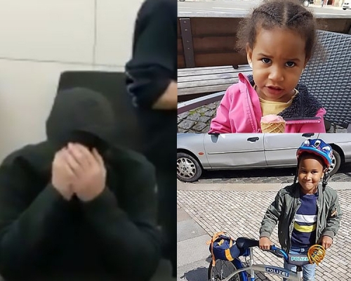 法國人Laurent F.(左),報復前妻,勒昏2歲女(右上)5歲兒(右下),並在他們口中灌入建築泡沫,令他們窒息致死。(網圖)