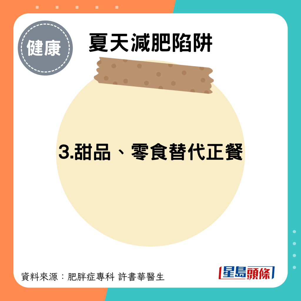 夏天減肥陷阱｜3.​​​​甜品或零食替代正餐