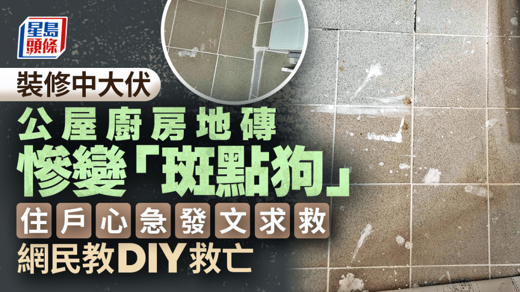 公屋裝修中大伏 廚廁地磚慘變「斑點狗」 住戶心急發文求救 網民教DIY救亡｜Juicy叮