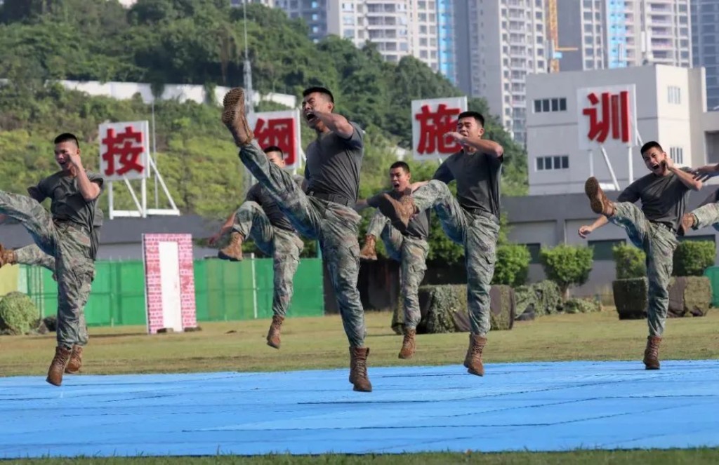 軍人表演格鬥訓練。